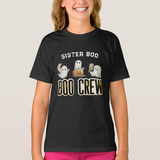 Custom Sister Boo Crew Halloween T-Shirt (Front)