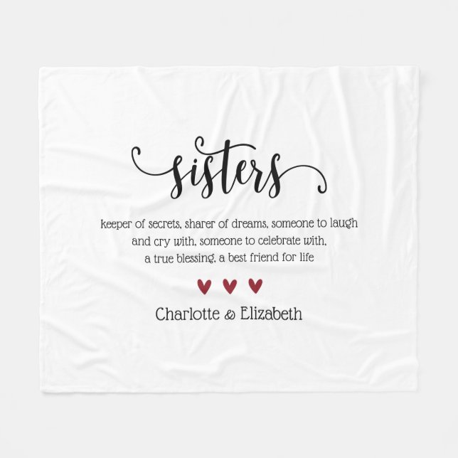 Custom Sister Definition Best Friend Personalized Fleece Blanket (Front (Horizontal))