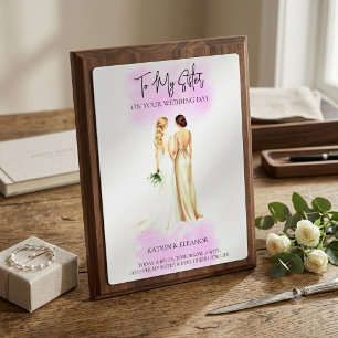 Custom Sister of the Bride Purple Watercolor Plaque