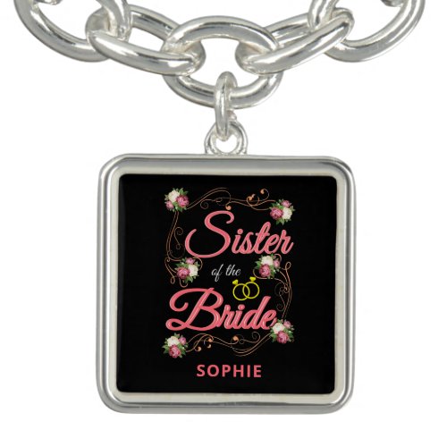 Custom Sister of the Bride Wedding Keepsake Bracelet