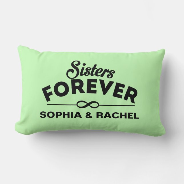Custom Sisters Forever - Green Lumbar Pillow (Front)