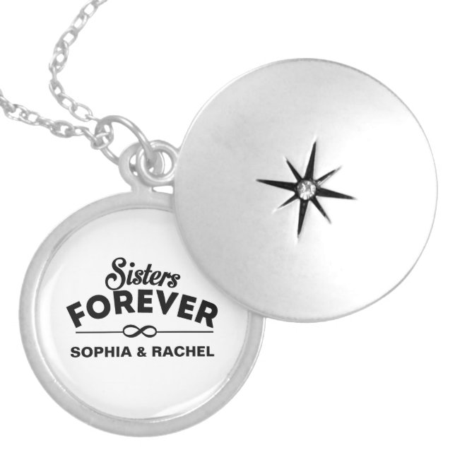 Custom Sisters Forever Locket Necklace (Front)