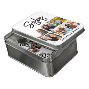Custom Sisters Script 6 Photo Collage  Jigsaw Puzzle