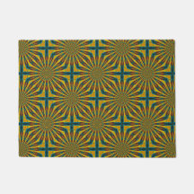Custom Size Blue & Yellow Abstract Tribal Pet Mat