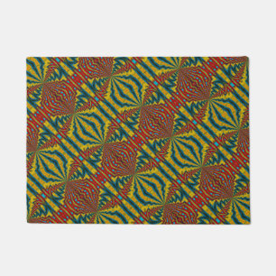 Custom Size Red Blue Yellow Modern Tribal Dog Mat