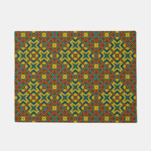  Custom Size Red Blue & Yellow Tribal Dog Food Mat