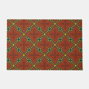 Custom Size Red Yellow Boho Tribal Dog Feeding Mat