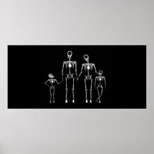 Custom Size Xray Aquarium Background Skull Family  Poster