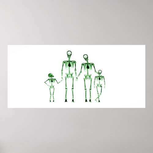 Custom Size Xray Aquarium Background Skull Family  Poster