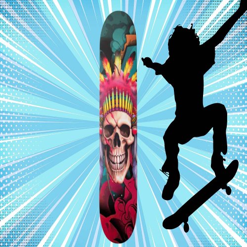 Custom Skateboard Graffiti Native American skull