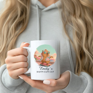 Custom Skateboard Happy Capybara Mug with Name