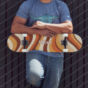 Custom Skateboard with 70s Retro Wave Graphic