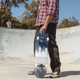 Custom Skateboard with City Skyline Design