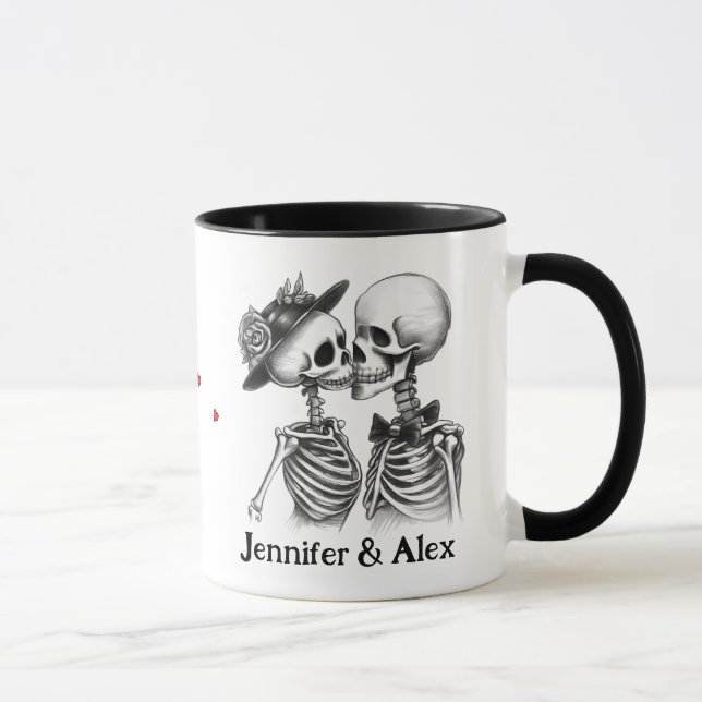 Custom Skeleton Couple Names Personalized Mug (Right)