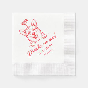 Custom Sketch Funky dog, Engagement Party, Napkins