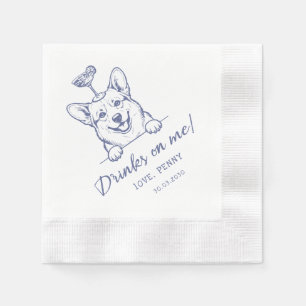 Custom Sketch Funky dog, Engagement Party, Napkins