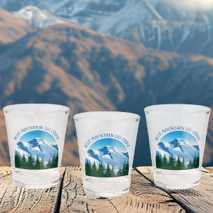Custom Ski Lodge Winter Resort Snowy Mountain Shot Glass