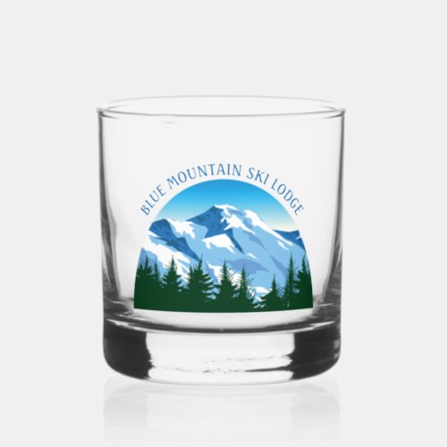 Custom Ski Lodge Winter Resort Snowy Mountain Whiskey Glass