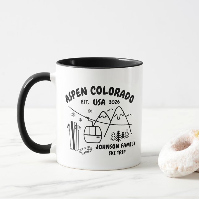 Custom Ski Trip Family Friends Group Matching Mug (With Donut)