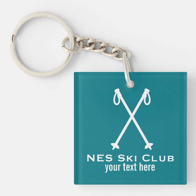 Custom Skiing Nordic Alpine Ski Pole Ski Team Keychain (Front)