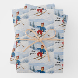 Custom Skiing Wrapping Paper Sheets