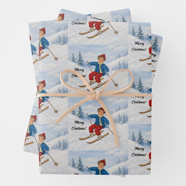 Custom Skiing Wrapping Paper Sheets (In situ)
