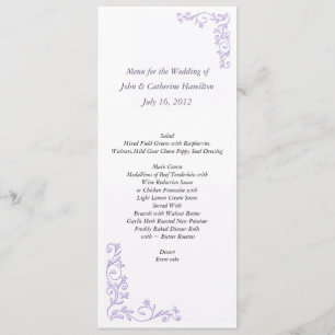 Custom Skinny Wedding Table Menu