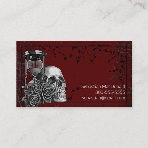 Custom Skull Gothic Rose Rock and Roll Heavy Metal Business Card