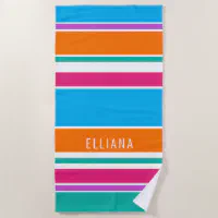 striped Beach Towel. Personalized Towel, Monogram Embroidered Kids Towels,  Fun in The Sun, Bath Towel - Yahoo Shopping