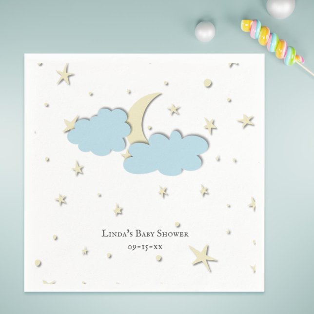 Custom Sky with Moon & Stars Baby Shower Napkins (Custom Sky with Moon & Stars Baby Shower Napkins)