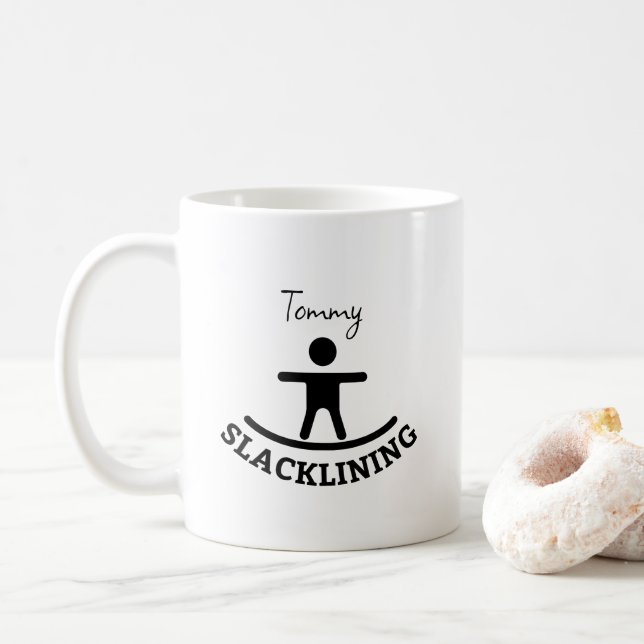 Custom Slacklining Adventure T-Shirt Coffee Mug (With Donut)