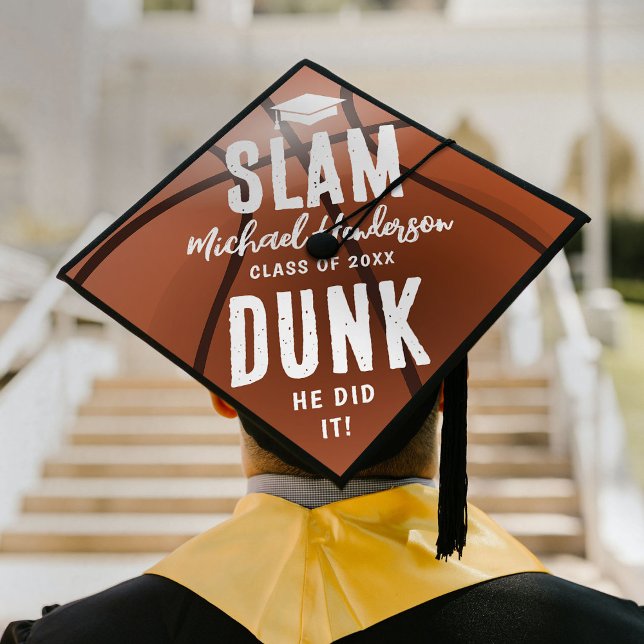 Custom Slam Dunk' Basketball Graduate  Graduation Cap Topper (Creator Uploaded)