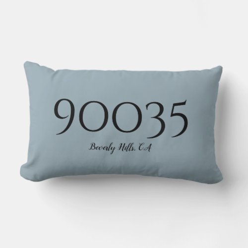 Custom Slate Blue City State Zip Code Location Lumbar Pillow