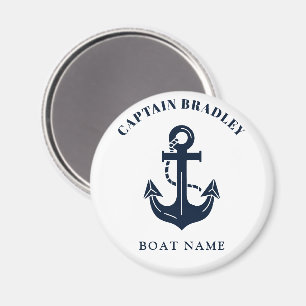 Custom Sleek Nautical Captain and Boat Name Magnet