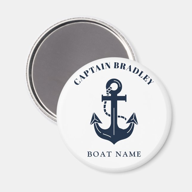 Custom Sleek Nautical Captain and Boat Name Magnet (Front/Back)