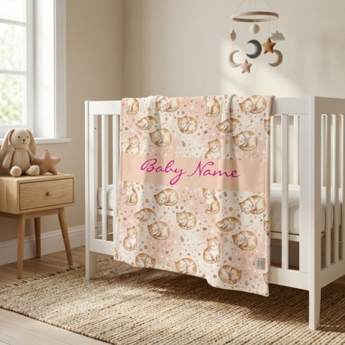 Custom Sleeping Cat Baby Soft Personalized Nursery Blanket
