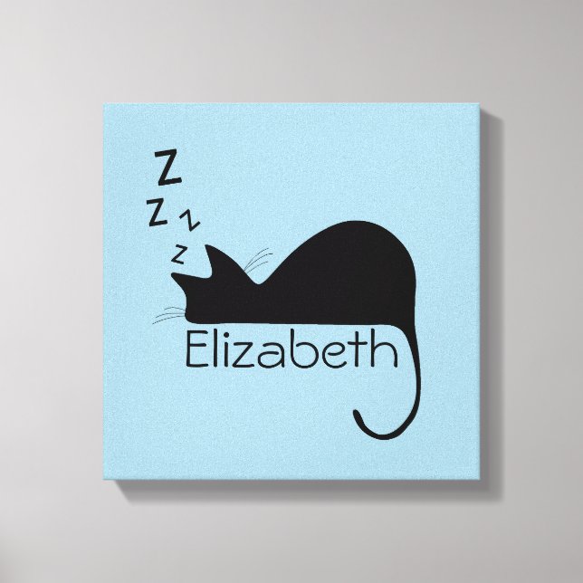 Custom Sleeping Cat Silhouette Canvas Print (Front)