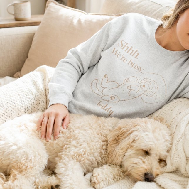 Custom Sleeping Doodle Mom with Dog Name Sweatshirt (Creator Uploaded)