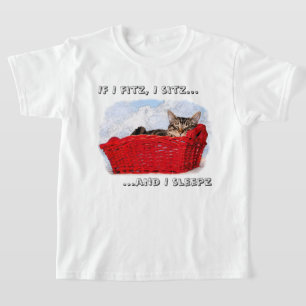 Custom Sleeping Gray Kitten In Red Basket Front T-Shirt