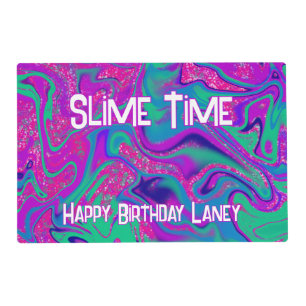 Custom Slime Time Vibrant Pink Glitter Girl Party Placemat