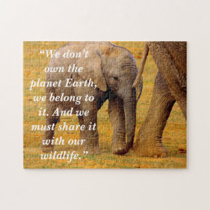 Custom Slogan/Conservation Elephant Calf Jigsaw Puzzle