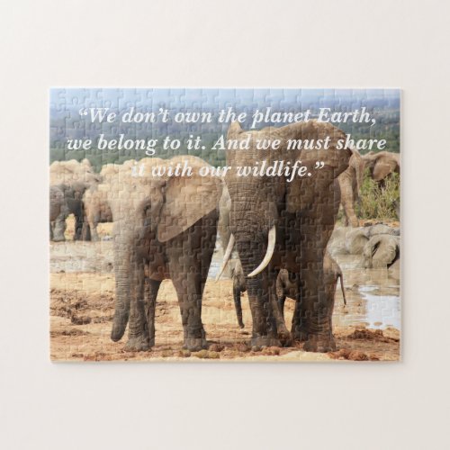 Custom SloganConservation Elephant Siblings Jigsaw Puzzle