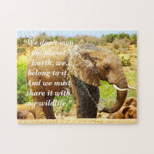 Custom Slogan/Conservation Elephant Splash Jigsaw Puzzle