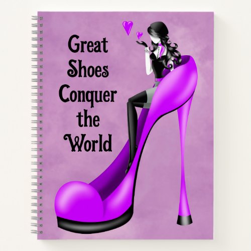 Custom Slogan Fashionable Lady in Stiletto  Notebook