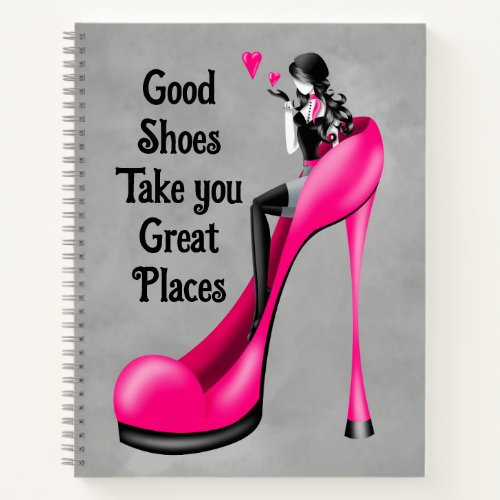 Custom Slogan Fashionable Lady in Stiletto  Notebook