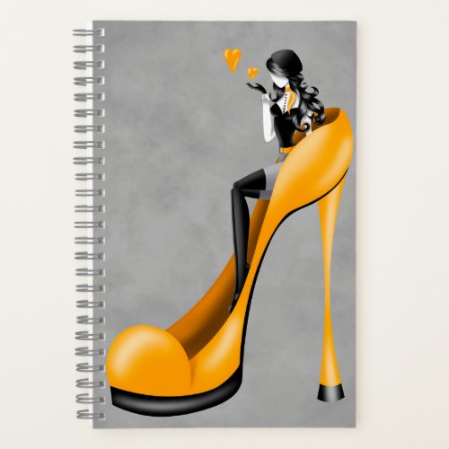 Custom Slogan Fashionable Lady in Stiletto  Notebook