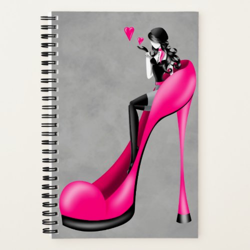 Custom Slogan Fashionable Lady in Stiletto  Notebook