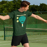 Custom Slogan Padel Tennis Racket and Balls T-Shirt<br><div class="desc">Add a funny slogan,  the name of your own padel tennis team,  or personalize with your favorite player's name. This graphic tee features an illustration of a padel tennis racket along with two padel balls and is ready to be customized with your own text above in cream colored lettering.</div>