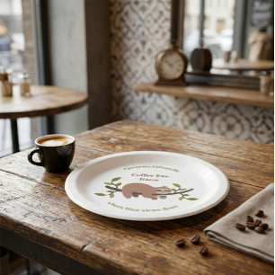 Custom Sloth Coffee Bar  Paper Plates