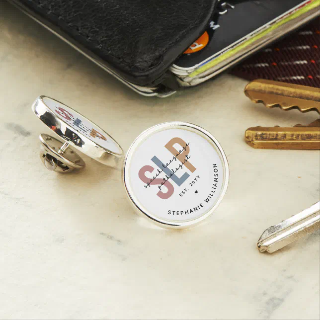 Custom SLP Speech Language Pathologist Lapel Pin | Zazzle